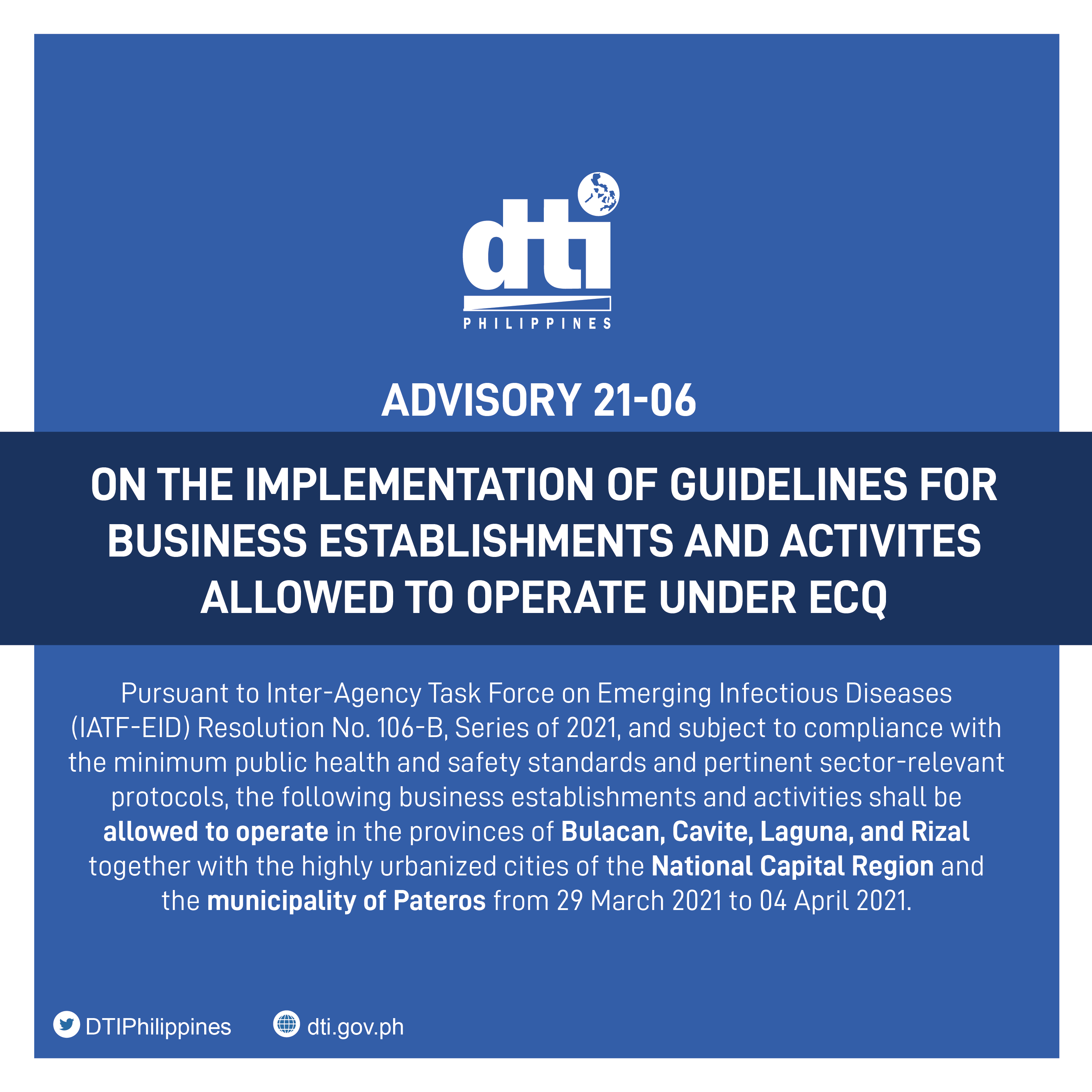 DTI Advisory 21-06